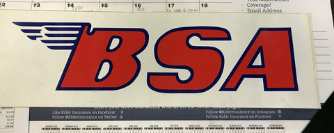 Vintage BSA Sticker decal trailer tool 18x4 1/2 lightning thunderbolt Motorcycle