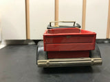 VINTAGE BANDAI JAPAN TIN LITHO TOY TRUCK SIGN OF QUALITY RED FRICTION PULL BACK