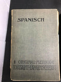 Vintage Antique 1919 German Spanish Learning Toussaint Langenscheidt Method Book