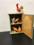 VINTAGE 4 CHICKENS 1 ROOSTER SMALL JAPAN PORCELAIN FARM HOUSE COUNTRY SHELF