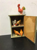 VINTAGE 4 CHICKENS 1 ROOSTER SMALL JAPAN PORCELAIN FARM HOUSE COUNTRY SHELF