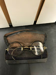 ANTIQUE ROUND JOHN LENNON EYEGLASSES SPECTACLES VINTAGE RETRO CASE BLACK GOLD