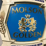 VINTAGE MOLSON GOLDEN SIGN CANADIAN BEER BREWERIANA MAN CAVE GARAGE BAR 12"X13"