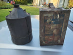 Antique Soldered wood Wrapped Inuslated Oil Gas Can Vtg Tin teens Collectible!