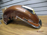 ORIGINA FACTORY PAINT HARLEY FLH FRONT FENDER BROWN LIGHT 1970'S TRIM SHOVELHEAD