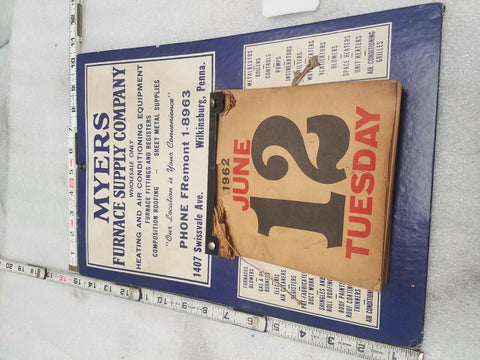 1962 Myers Heating supply vintage Calendar Advertisement Wilkensburg pa HVAC