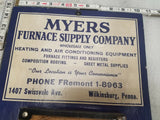 1962 Myers Heating supply vintage Calendar Advertisement Wilkensburg pa HVAC