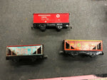 LOT 3 VINTAGE MARX NORTHER PACIFIC GENERAL COAL HOPPER PA RED HOPPER FOUR WHEEL