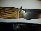 Vintage Solingen Hunting Fighting Knife Sheath Elk Horn Handle Fixed Blade Germa