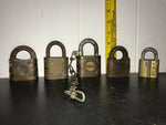 VINTAGE YALE & TOWNE LOCKS LOT BRASS NO KEYS PADLOCK 5 WEDDING BRIDGE TOOLS USA