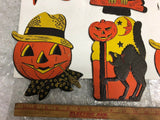 Vtg Halloween Die Cut Decorations Owl Cat Witch Jackolantern Haunted H.e. Luhre