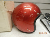 NOS vintage red metal flake open face helmet old school chopper bobber classic