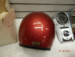 NOS vintage red metal flake open face helmet old school chopper bobber classic
