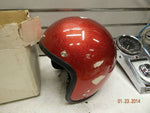 NOS vintage red metal flake open face helmet old school chopper bobber classic