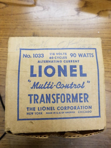 Lionel No. 1033 Multicontrol Transformer Original Box 90 Watts Vintage