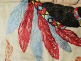 Beautifully embroidered female American Indian Embroidery 19X17 inches Vintage