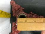 Vtg ORNATE CAST IRON CLAW FOOT BASE RED ART DECO CHRISTMAS TREE BASE STAND FLAG