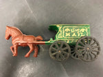 CAST IRON HORSE & US MAIL WAGON GREEN BLACK WHEELS 128 COLLECTIBLE TOYS HOBBIES