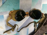 WW11 Leather Sheepskin Flyers Cap Pilot Goggles Original US Air Force Harley Hat
