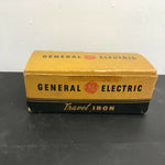 VINTAGE GENERAL ELECTRIC TRAVEL IRON IN ORIGINAL BOX 139F18 W/VELVET POUCH GE