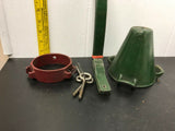 VINTAGE QUASI CHRISTMAS TREE HOLDER #2 CAST IRON RED GREEN ANTIQUE STAND XMAS