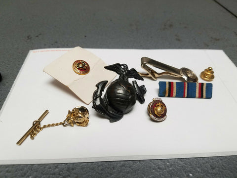 Antique Marines US Tie Clip Pin Stripes Award Korea WW11 Uniform Vint Militaria