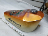 Old Skool Custom Paint Chopper Coffin Gas Tank Harley Honda triu Beaver Airbrush