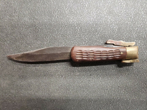 VINTAGE Bowie Knife w/ Swing Guard Lever Lock Knife Pakistan wooden handle