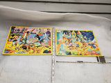 Pair Vintage Walt Disney Disneyland Mickey mouse Club Frame Tray Puzzle Whitman