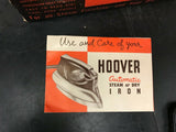 VINTAGE HOOVER STEAM OR DRY IRON 011 BOX & INSTRUCTION BOOKLET NO IRON BOX ONLY
