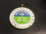 Vtg Seagrams Gin Always Perfect Advertising Thermometer Pocket Watch Metal Sign!