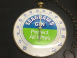 Vtg Seagrams Gin Always Perfect Advertising Thermometer Pocket Watch Metal Sign!