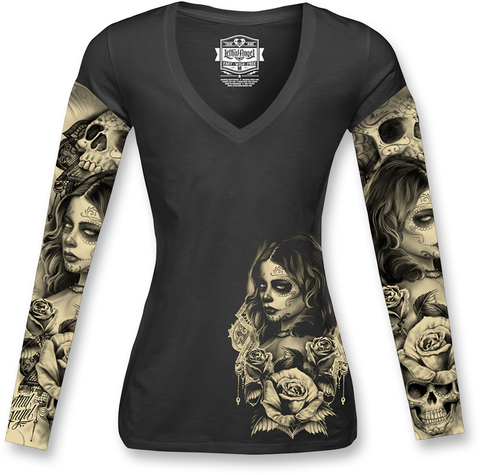 Women's LoveNDeath Tattoo T-Shirt - Black - Medium