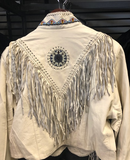 XL Womens Sunriders Off White Leather Fringe Western Jacket