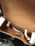 Pair of La Rosa Design White Leather Swing Arm Bags