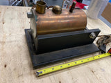Vtg Steam Engine Mini Toy hit miss motor Copper Brass Electric 1950s Desk collec