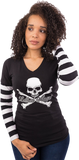 Women's Long Sleeve Stripe T-Shirt - Black/White - XL