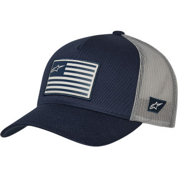 2501-3622 Alpine stars Flag Hat Mx Motocross Snapback navy black