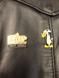 Harley Davidson black  leather Vest bunch pins posted in picture small size