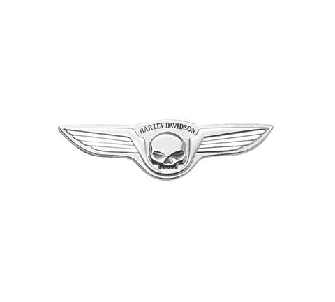 HD SKULL/WINGS MEDALLION Badge Harley sissybar Battery Cover chrome