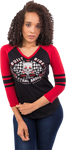 Women's Built to Thrill 3/4 Raglan Sleeve Shirt - Black/Red - Large