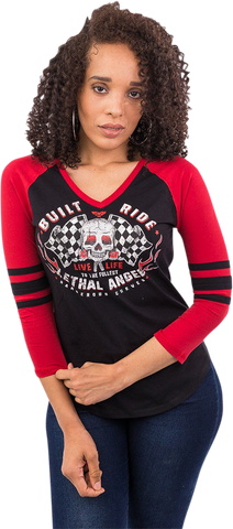 Women's Built to Thrill 3/4 Raglan Sleeve Shirt - Black/Red - Large