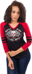 Women's Built to Thrill 3/4 Raglan Sleeve Shirt - Black/Red - XL