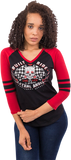 Women's Built to Thrill 3/4 Raglan Sleeve Shirt - Black/Red - XL