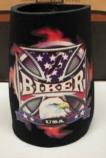 Biker Gear Eagle USA Flag Can Insulator Coozie Koozie w/built in Cigarette Pouch