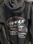 Cycle Warehouse Black Hoodie Pullover w/Orange Oval