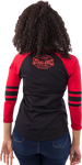 Women's Built to Thrill 3/4 Raglan Sleeve Shirt - Black/Red - XL