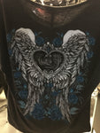 GRAY ROSES AND ANGEL WINGS TSHIRT 001250