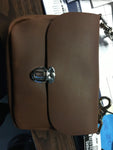 DISTRESSED BROWN LEATHER CLIP POUCH 002100