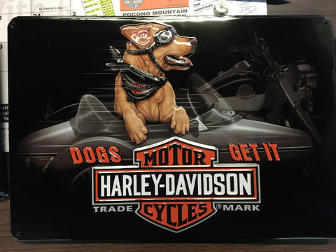 TIN SIGN HARLEY Davidson  SIDE CAR DOG 00950